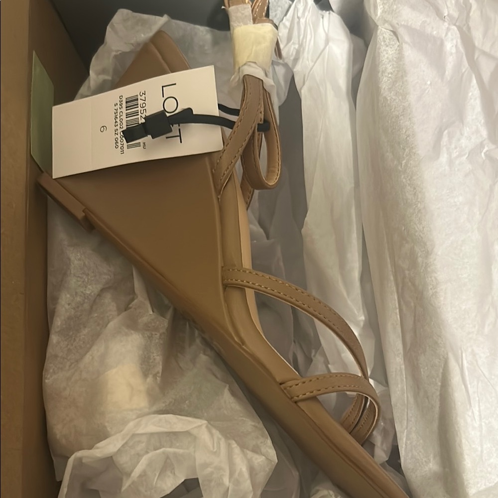 LOFT Beige Wedge Sandals